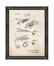 Artificial Fish Bait Patent Print Old Look with Black Wood Frame - £20.06 GBP+