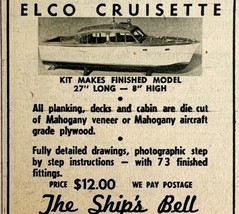 1949 Elco Cruisette Model Ship Boat Advertisement The Ships Bell - £19.97 GBP