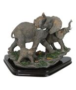 Safari Trio Marching Elephants Father and 2 Calves On Forest Floor Figurine - $50.16 CAD