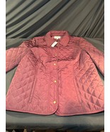 Talbots Jacket Womens Size XL Diamond Quilted Barn Coat Burgandy NWT - $34.13 CAD