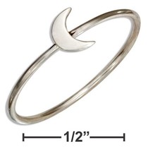 Sterling Silver Wire Ring with Crescent Moon - £37.34 GBP