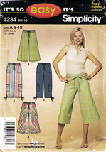 Misses GOUCHO &amp; CROPPED PANTS 2006 Simplicity Pattern 4234 Sizes 8-18 UNCUT - $12.00