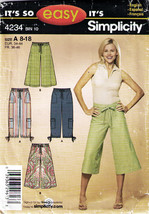 Misses GOUCHO &amp; CROPPED PANTS 2006 Simplicity Pattern 4234 Sizes 8-18 UNCUT - £9.61 GBP