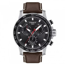 Montre Homme Tissot Supersport Chrono Cadran Noir Cuir Marron T125.617.1... - £255.82 GBP