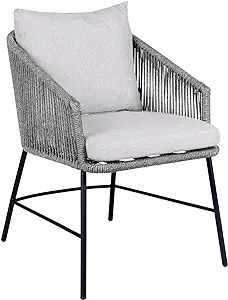 Benjara BM295615 25 Inch Patio Dining Chair, Matte Steel Frame, Rope Wov... - £467.06 GBP
