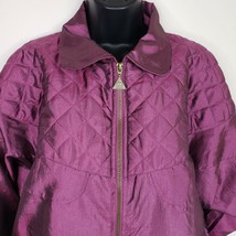 Vintage Casual Isle Womens Jacket Small Petite Purple Quilted Windbreaker Shiny - £21.90 GBP