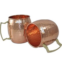 Set of 2 - Prisha India Craft Moscow Mule Solid Copper Mug 550 ML / 18 oz - Set  - £28.18 GBP