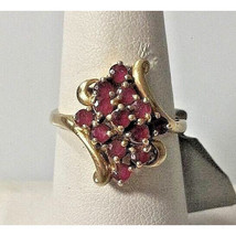 Yellow Gold 0.25 Ct Ruby Cocktail Ring Size 8 Sky - $267.32