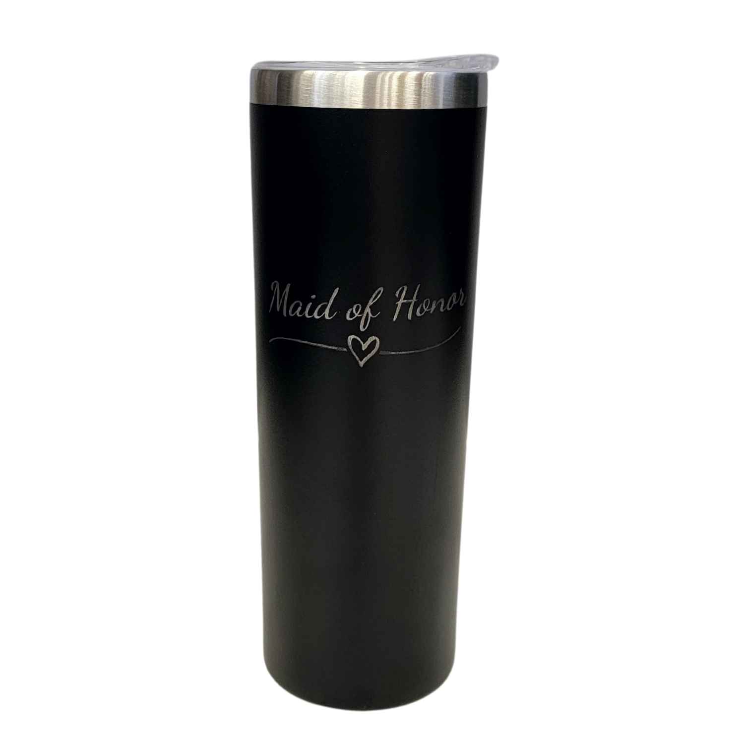 Maid of Honor with Heart Wedding Party Black 20oz Skinny Tumbler LA5041 - $19.99