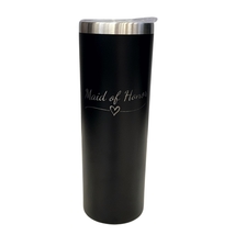 Maid of Honor with Heart Wedding Party Black 20oz Skinny Tumbler LA5041 - £15.79 GBP