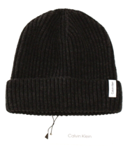 Calvin Klein Men&#39;s One Size Charcoal Gray Ribbed Knit Cuff Beanie - $64.34