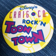 Vtg 1993 Disney Craig N Co. Rock&#39;N Toon Town 3&quot; Pinback Button Cast Member ~890A - £11.37 GBP