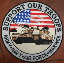 Support Our Troops Army Navy Air Force Marines 12&quot; Embroidered Patch, New - £15.91 GBP