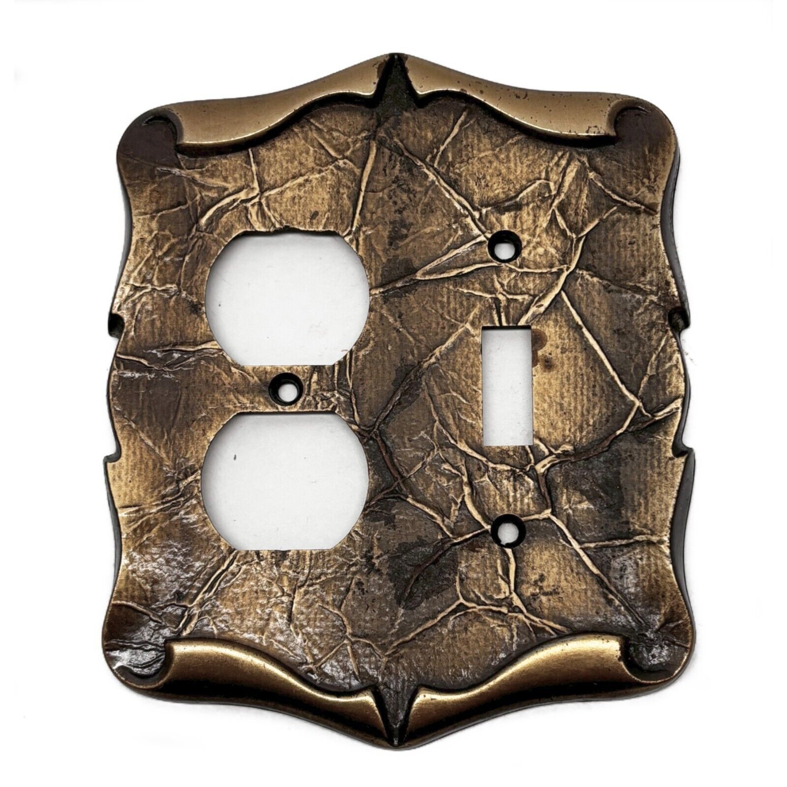 Amerock Dual Outlet Toggle Switch Plate Antique Brass Tone Metal Vintage - $9.87