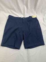 Haggar Mens Flat Front 2 Pocket Stretch Shorts Navy Blue Elastic Waist Size 40 - £15.82 GBP