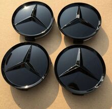 Mercedes Benz Black Glossy alloy wheel center caps hubcaps 75mm - $23.59