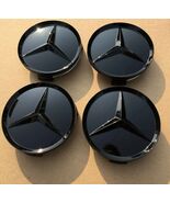 Mercedes Benz Black Glossy alloy wheel center caps hubcaps 75mm - $23.59