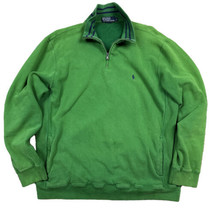 Vintage Polo Ralph Lauren Jacket Faded Bright Green Fleece 1/4 Zip Pullover Sz L - £16.35 GBP