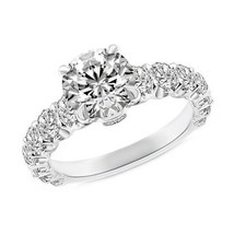 4.33CT 14k White Gold Round Simulated Diamond Solitaire Wedding Engagement Ring - £713.64 GBP