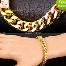 18 Kt, 22 Kt Real Solid Yellow Gold Curb Link Men&#39;s Bracelet Bangle 32 -... - £4,087.39 GBP+