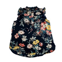 Loft Womens M Medium Petites Sleeveless Blouse Gathered Ruffles Colorful... - £18.64 GBP