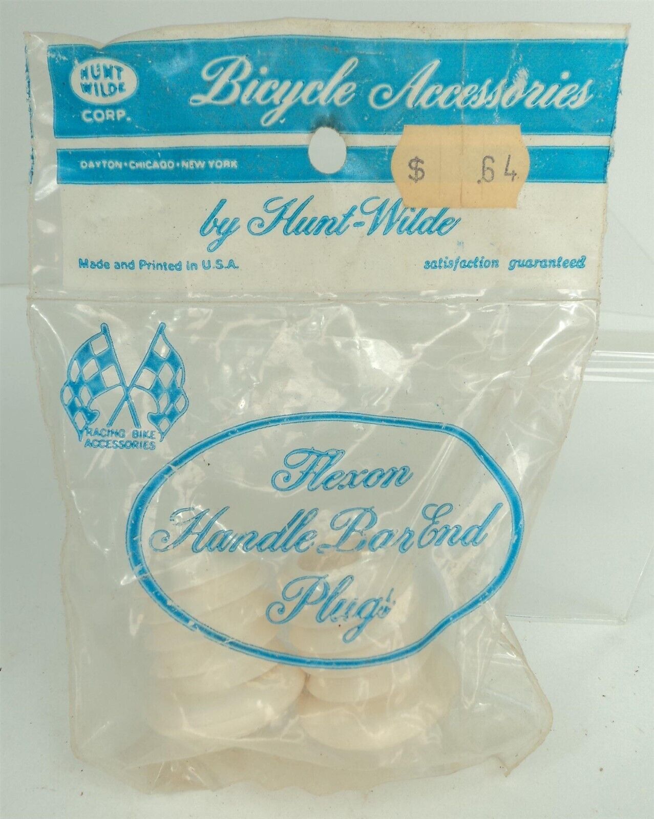Vintage 80s Hunt-Wilde White Flexon HandleBar End Plugs - NOS Bicycle - $4.99