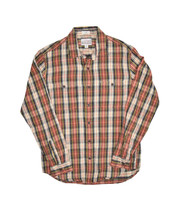 J Crew Midweight Flannel Shirt Mens M Slim Fit Double Orange Plaid Re-Imagined - £17.02 GBP