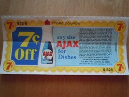 Vintage Ajax For Dishes 7c Off Store Coupon 1975 - $2.99