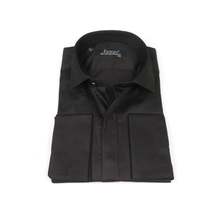 Men's Tux Shirt FAMOZO Turkey 100% Cotton French Cuffs Wing Tip FA3 Black image 3