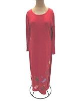 Michael Simon Christmas Dress Maxi Embroidered Womens Size S Fun Holiday RedGift - £39.38 GBP