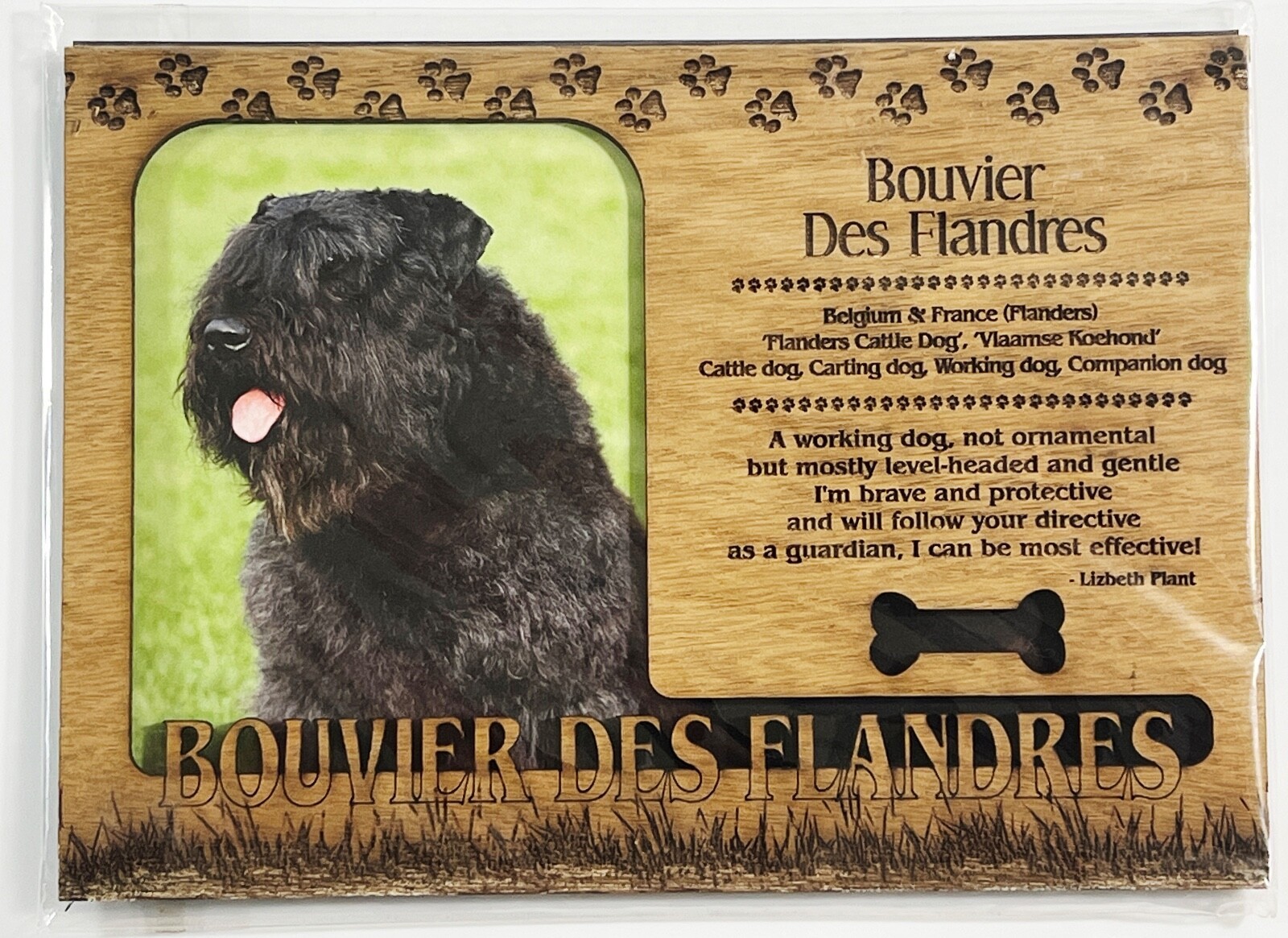 BOUVIER DES FLANDRES Dog Profile Laser Engraved Wood Picture Frame Magnet - $9.90