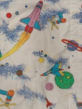 Outer Space Curtains by Coming Home Made USA 63&quot;x40&quot; Rockets Planets Spaceships  - £58.22 GBP