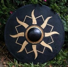 Halloween Viking Wooden Medieval Round Shield Norse Dragon Battle Armor Warrior - £93.24 GBP