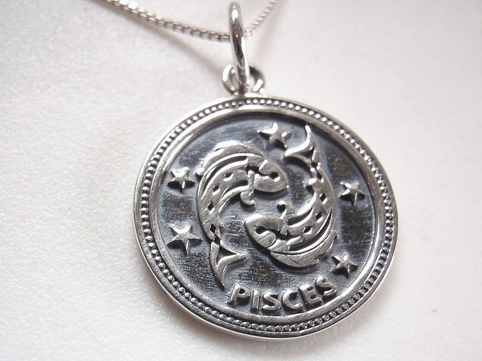 Pisces Zodiac Sign of the Fish 925 Sterling Silver Pendant Astrology