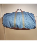 Vintage LL Bean Denim Canvas W/ Leather Duffel Bag Large Travel Gym Over... - £60.78 GBP