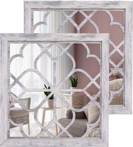 Farmhouse Wall Mirrors For Living Room, 12 Inch Small White Mirror Art, 2 Pcs. - £31.15 GBP