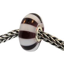 Authentic Trollbeads Glass 61304 Black &amp; White Stripes - $12.40
