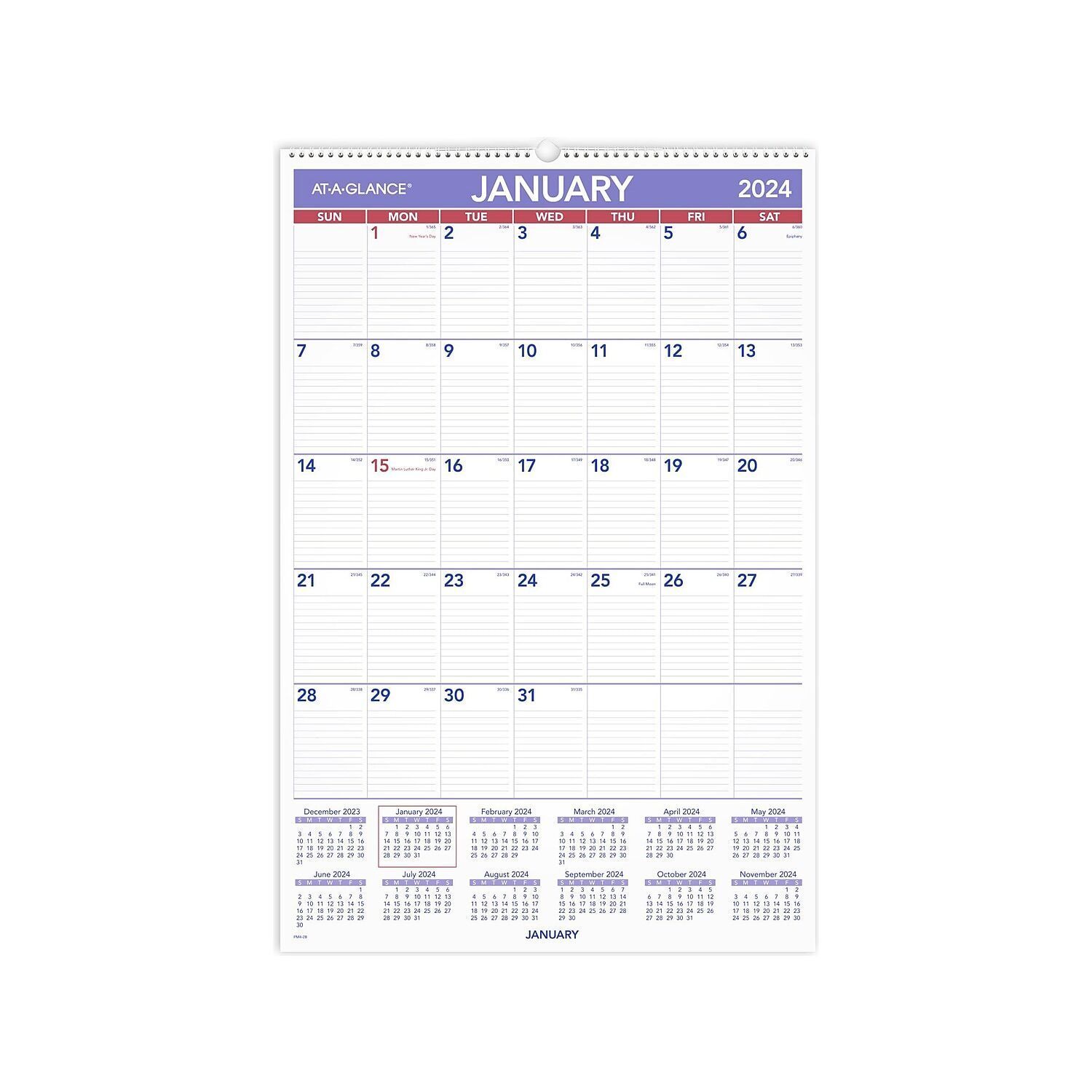 2024 AT-A-GLANCE 20" x 30" Monthly Wall Calendar (PM4-28-24) - £46.38 GBP