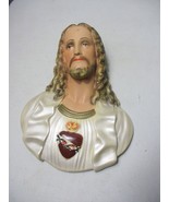 VTG Jesus Sacred Heart Chalk Ware Religious Art Plaque Mid Century Rare MCM - €59,76 EUR