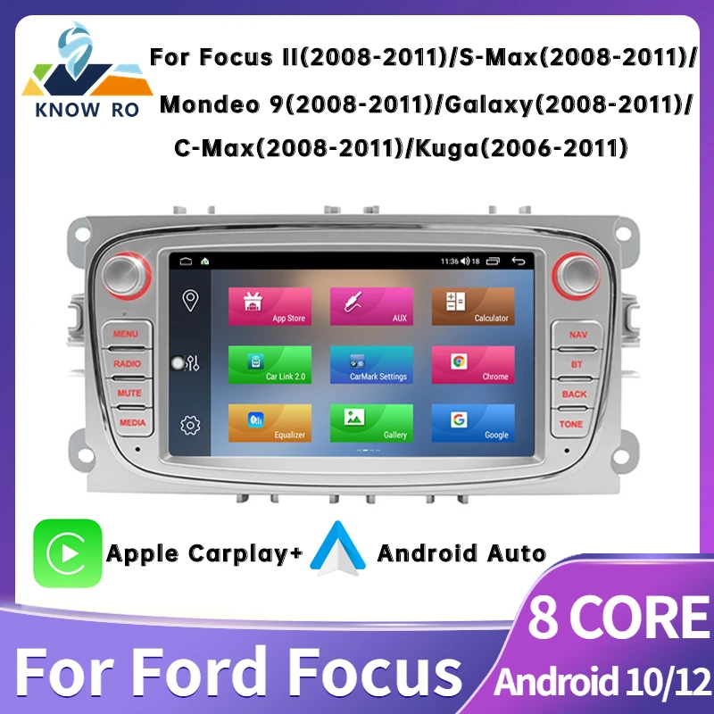 2 DIN Car Android 12 Carplay Radio Multimedia Player For Ford Focus S-Max Mondeo - £86.67 GBP+