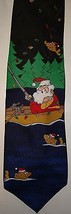 Mens Hallmark Fishing Santa Christmas Tie Neck Holiday Whimsical Gag - $14.95
