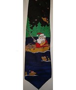 Mens Hallmark Fishing Santa Christmas Tie Neck Holiday Whimsical Gag - $20.50 CAD