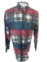 Orvis vintage Men shirt l/s pit 2 pit 22.5 sz L patchwork plaid madras green red - £25.89 GBP