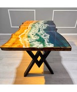 HANDI STONE Epoxy Square Table (Top and Base Both) Natural Wood Table, W... - $575.00