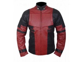 Deadpool Cosplay Men Leather Jacket Vintage Biker Café Racer Designer Di... - $249.99