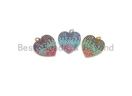 CZ Micro Pave Rainbow Multi Color Heart Shape Pendant, Cubic Zirconia - $7.50