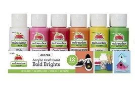 Apple Barrel Multi-Surface Acrylic Craft Paint Set, Bold Brights, 12 Pieces - £14.67 GBP