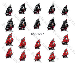 Nail Art Water Transfer Stickers Decal Pirate ship KoB-1297 - £2.34 GBP