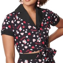 Hello Kitty x Unique Vintage Call Me Love Print Shirley Crop Top (Size XS) NWT - £38.53 GBP