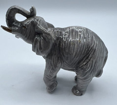 Figurines Elephant Gray  Walking  Porcelain  Glossy Trunk Up Good Luck - $8.56